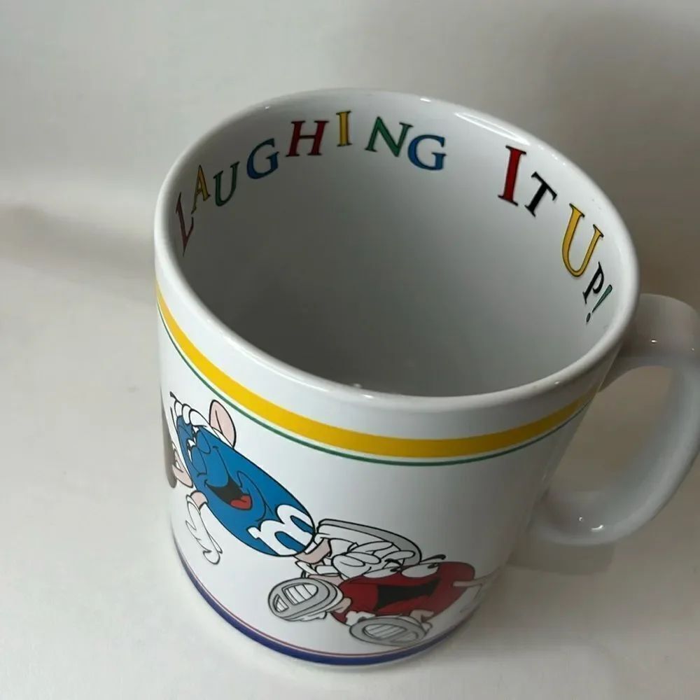 M&M Mug Laughing It Up Large 24 Ounce Ceramic White Red Blue Yellow Green Orange